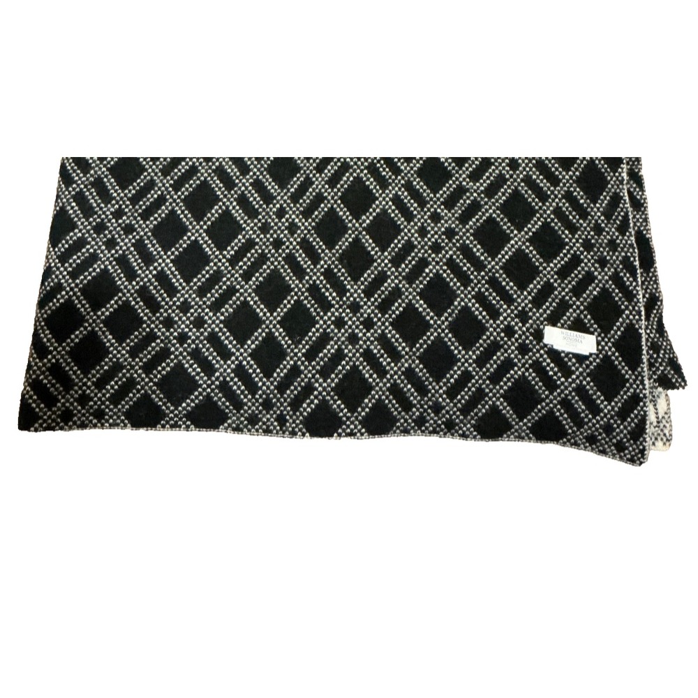 Cashmere & Wool Equestrian Throw Blanket Williams Sonoma Black & Cream Plaid